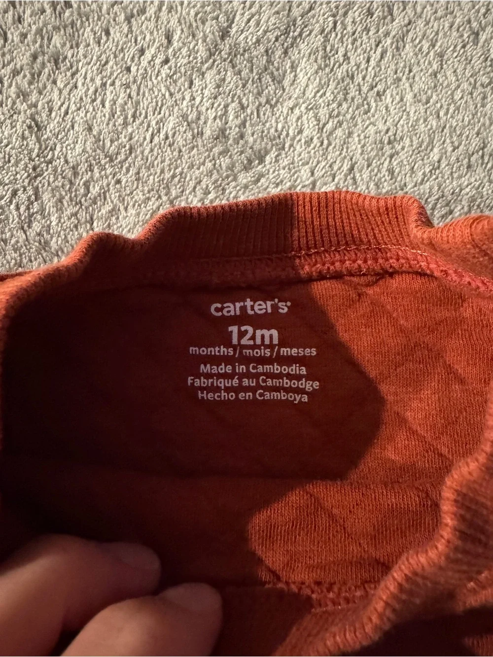 Carter's Rust Orange Quilted Baby Romper